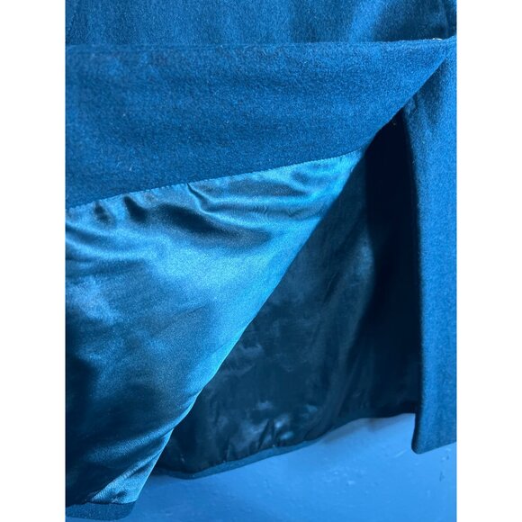 Wool Cape Teal Blue Double Breasted - Picture 3 of 7